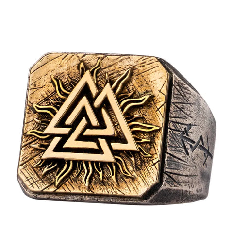 Anel Viking Valknut Prata Esterlina Vulcanizado, Edição Especial